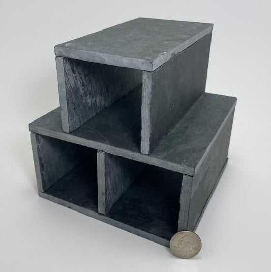 Triple Open Cave Slate Hide 2.5"x2.5"