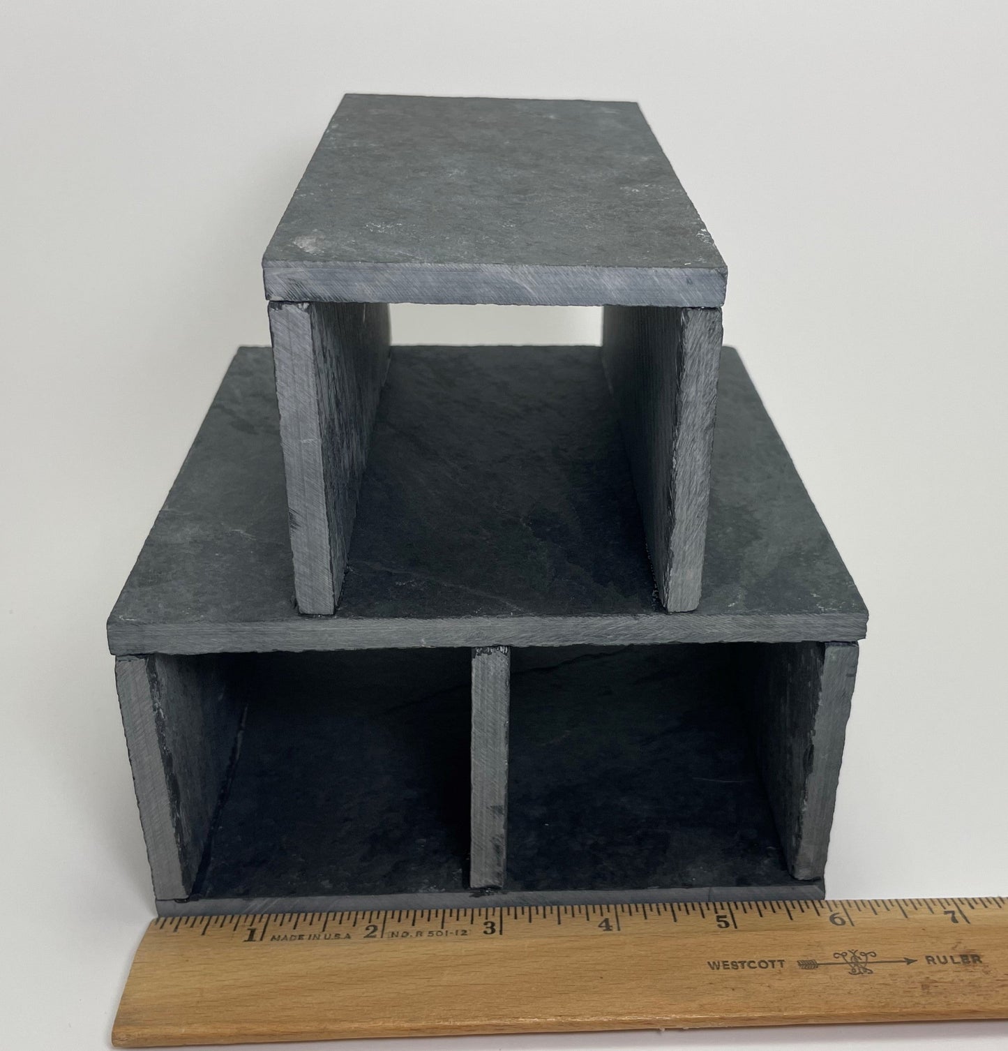 Triple Open Cave Slate Hide 2.5"x2.5"